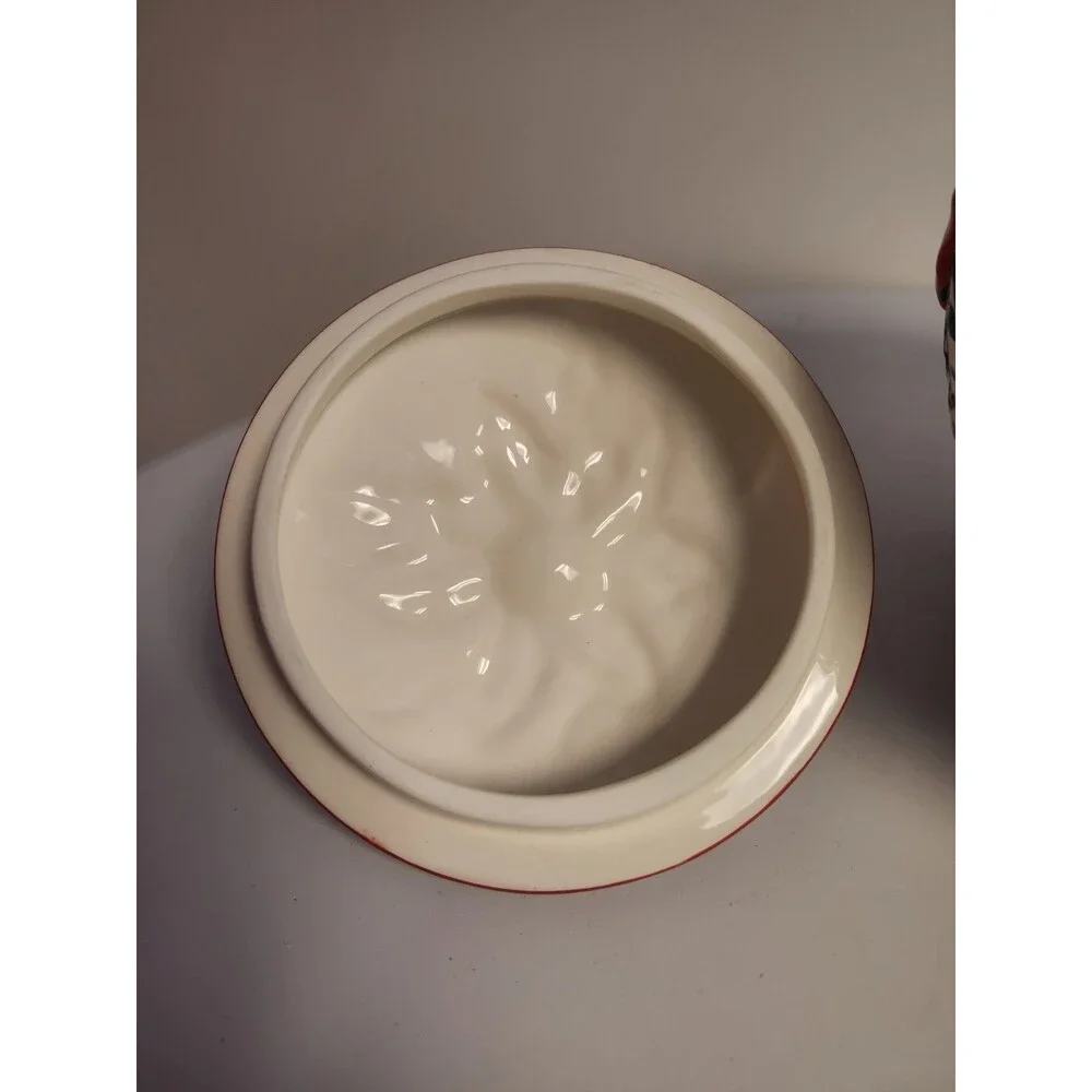 Vintage BICO Christmas 3D POINSETTIA Centerpiece COOKIE JAR 9
